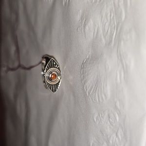 Sterling Evil Eye Ring with coral